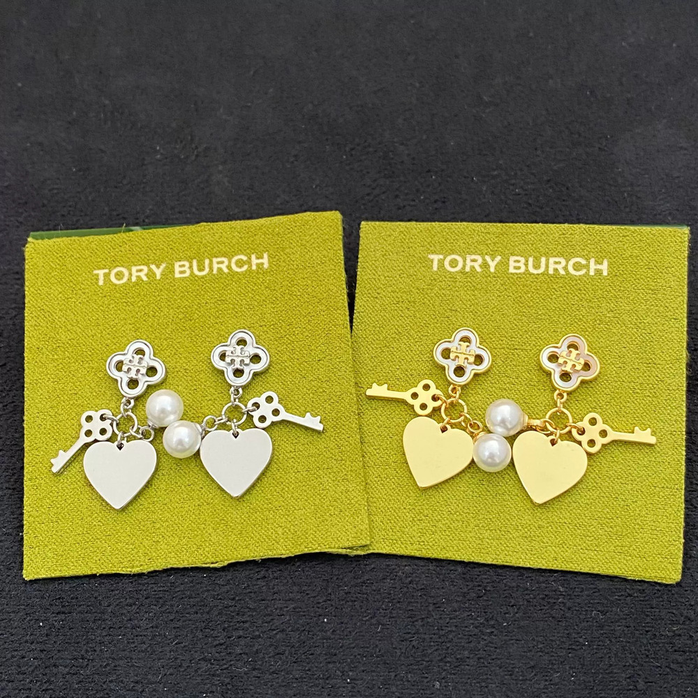 Tory Burch Heart Pearl Key Multi Drop Metal Earrings
